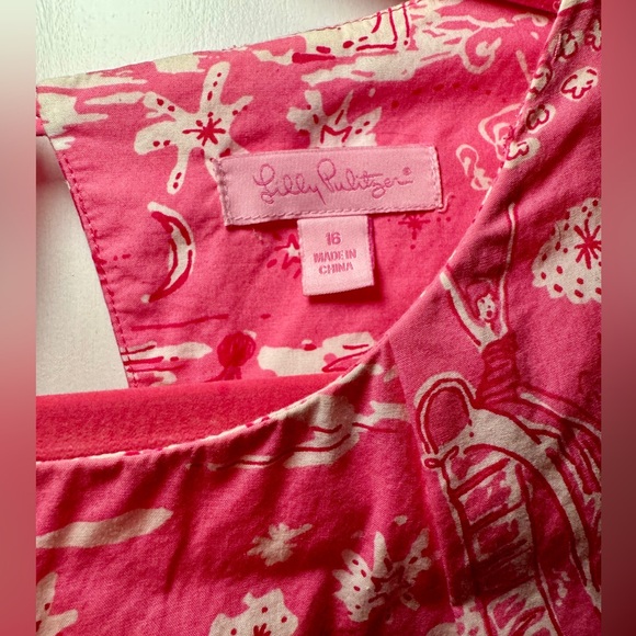 RARE Size 16 Lilly Pulitzer Janie Shift Dress in Skinny Dippin Pink Toile EUC - Picture 6 of 12